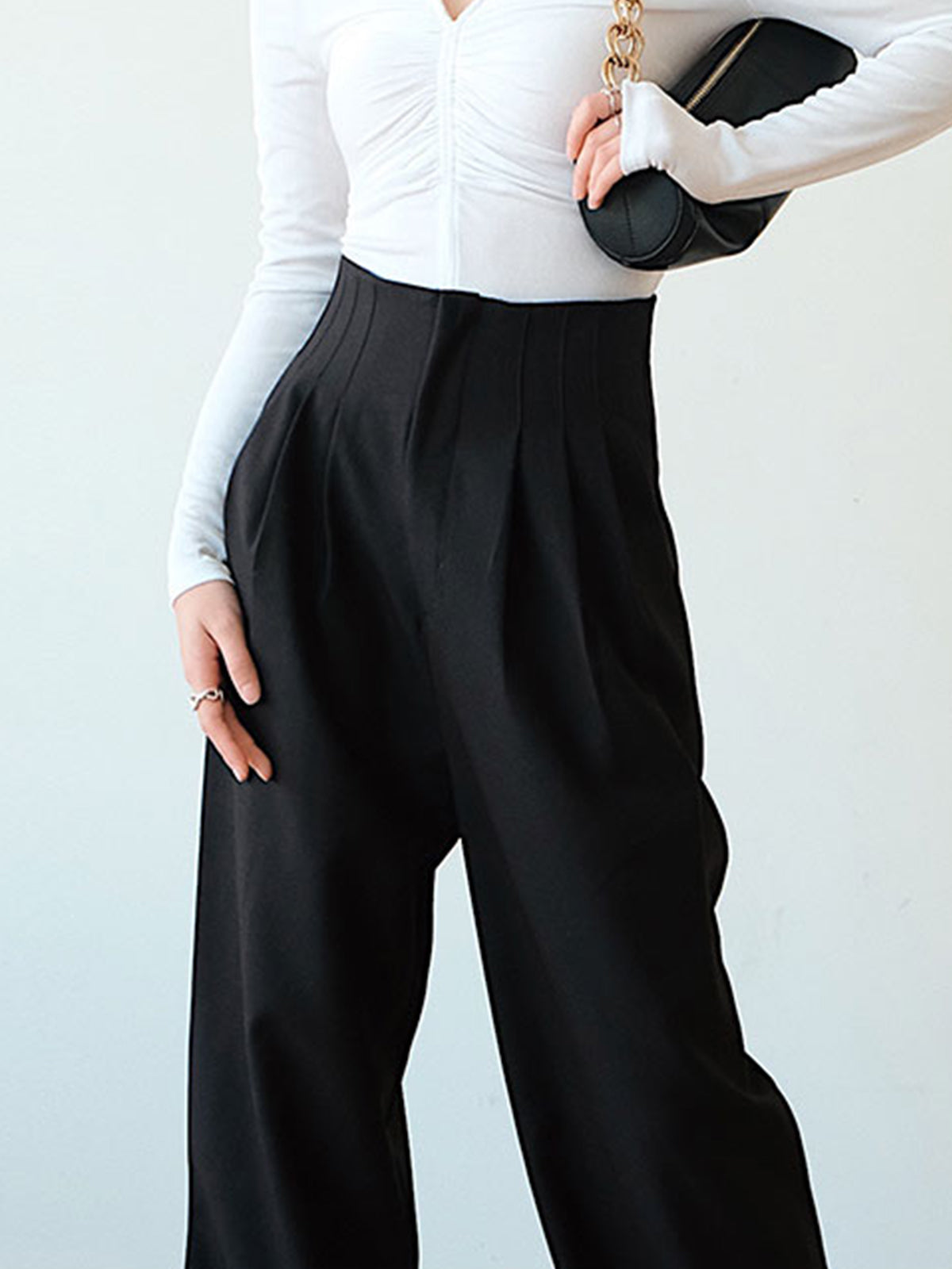 High Waist Pleated Wide Leg Pants