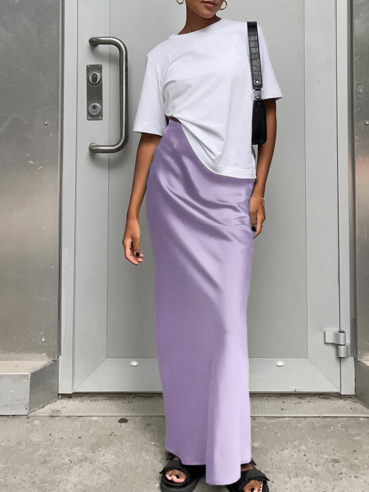 Utility Satin Maxi Skirt