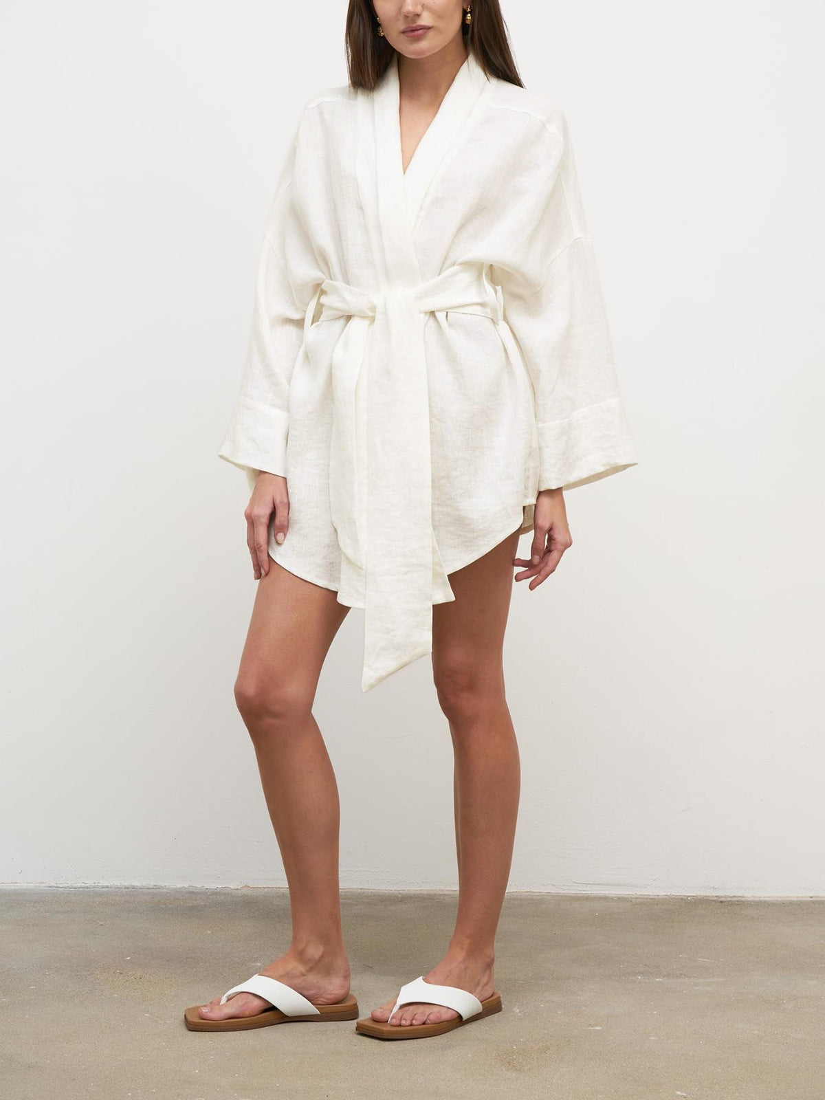 Linen Cotton Tied Shirt Dress