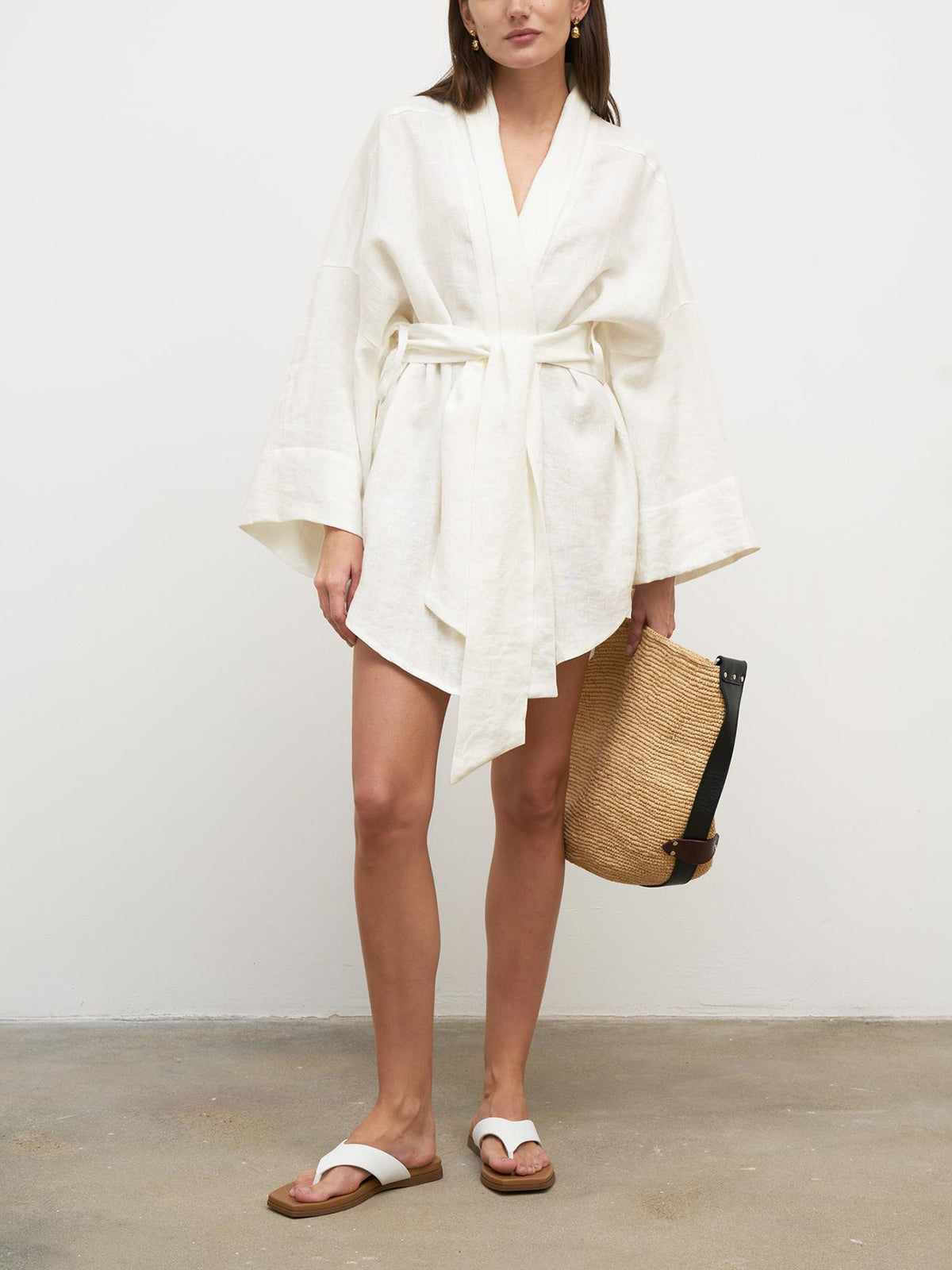 Linen Cotton Tied Shirt Dress