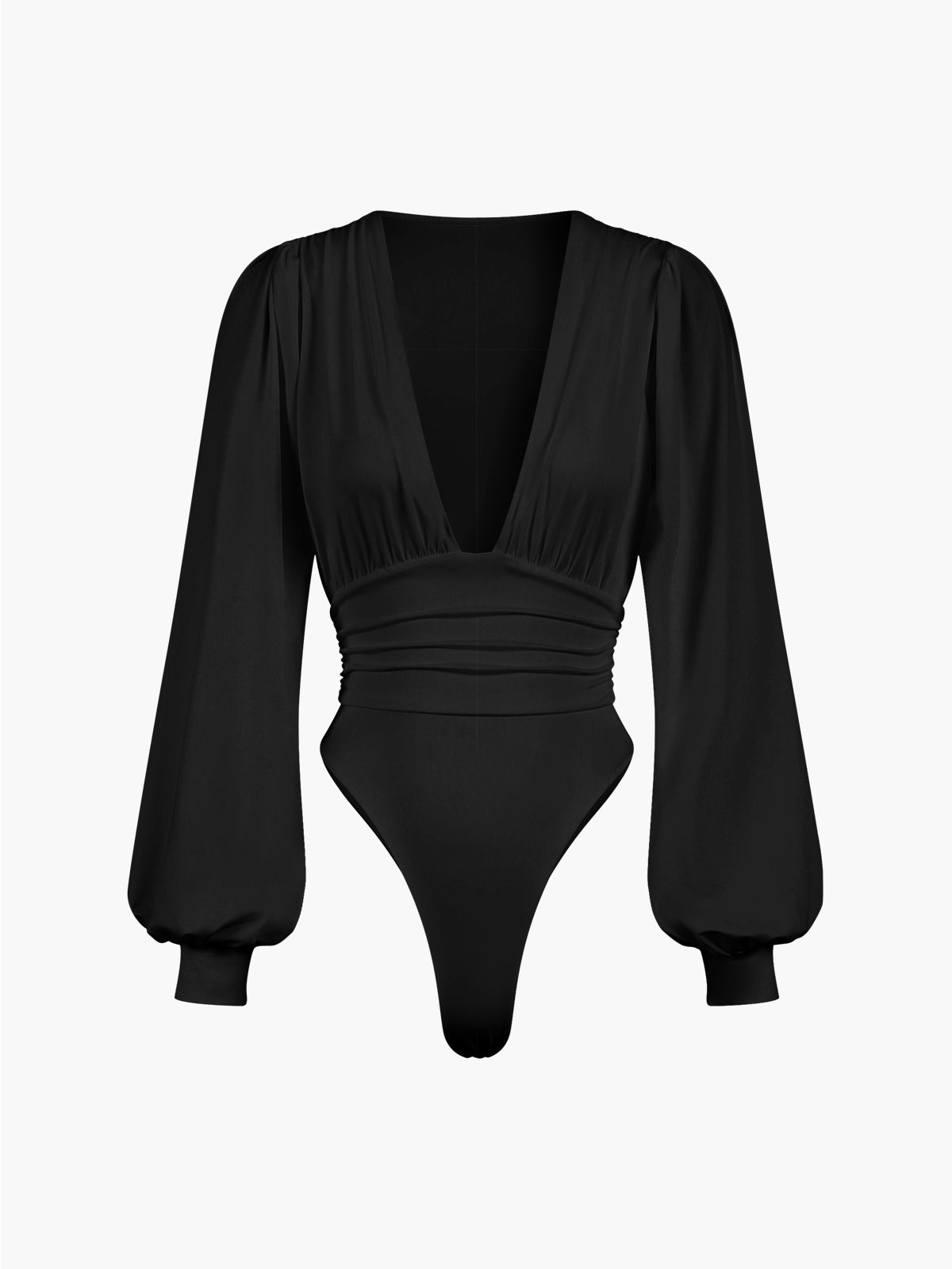 Lantern Sleeve Ruched Bodysuit