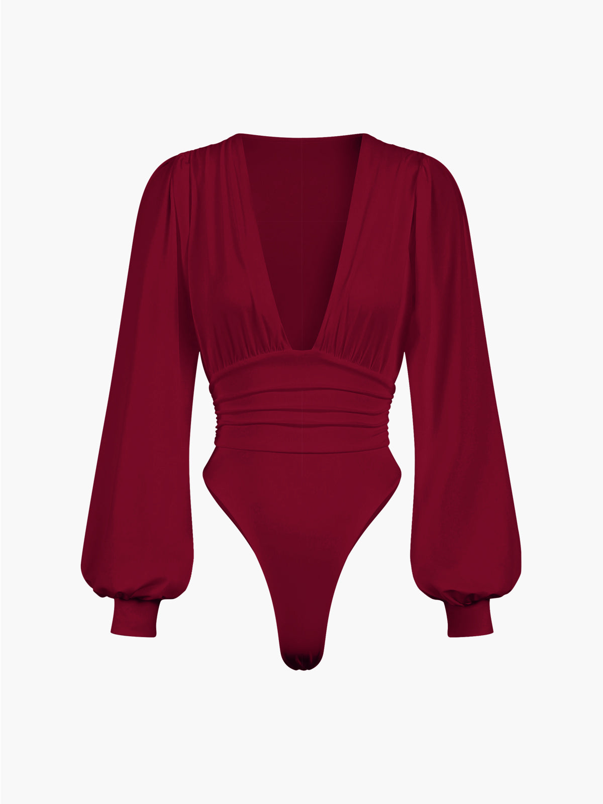 Lantern Sleeve Ruched Bodysuit