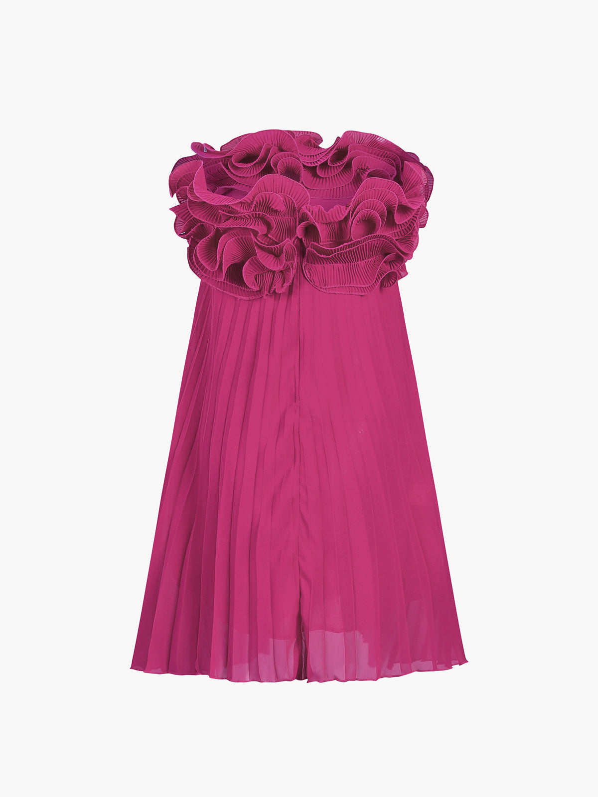 Mesh Rosette Tube Pleat Short Dress