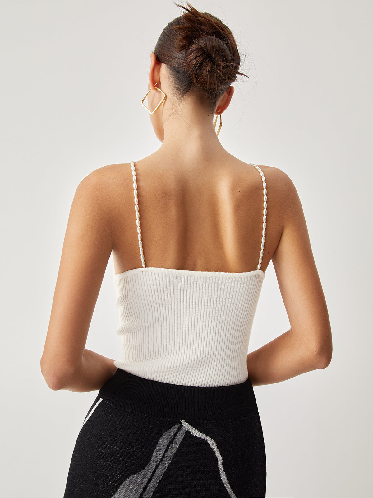 Pearl Strap Rib Cami Top