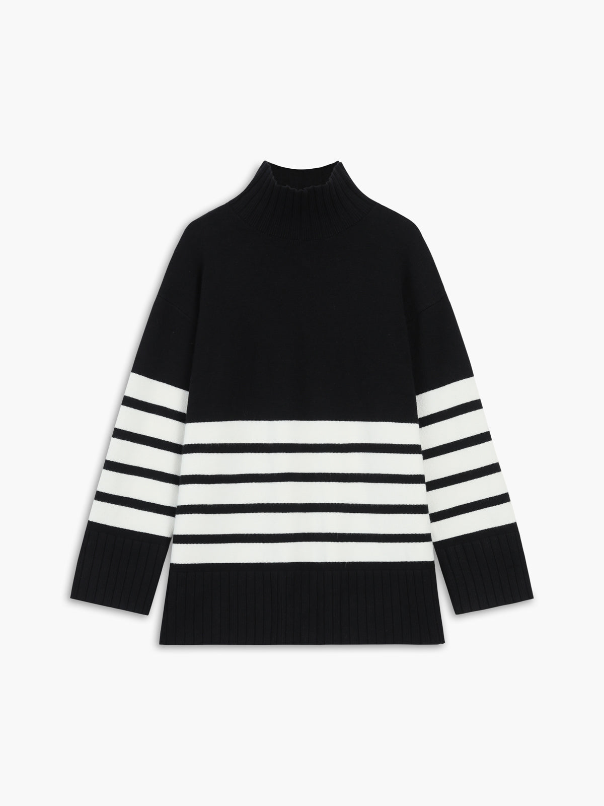 Miss Paris Mock Neck Stripe Sweater