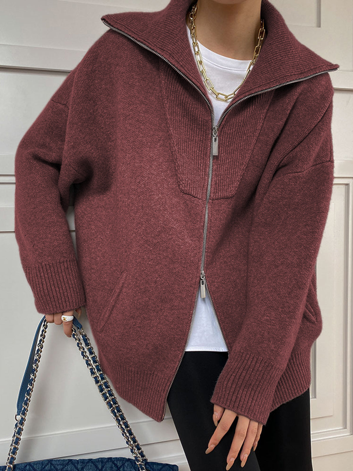 Oversized Open Collar Cardigan