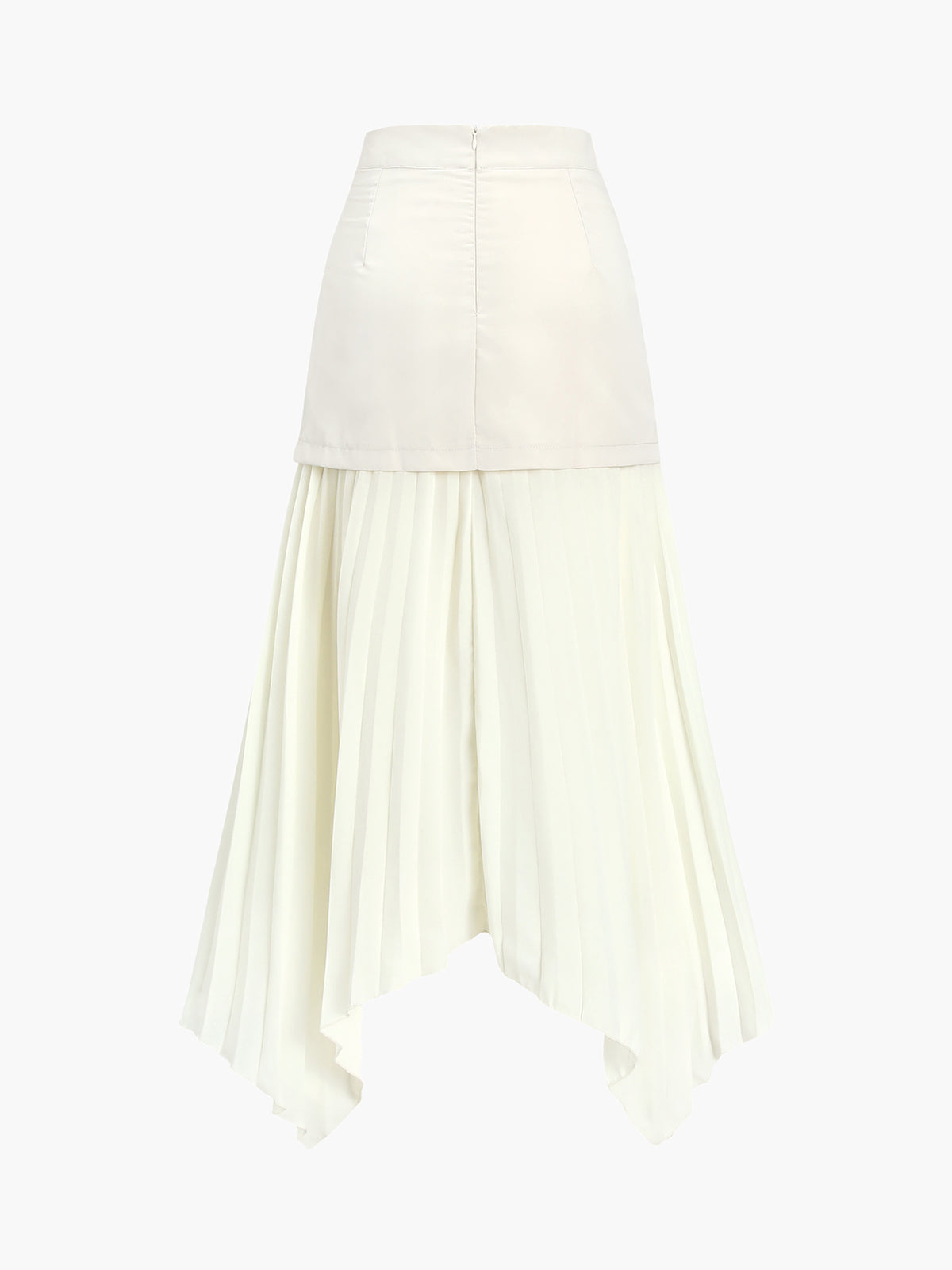 Patchwork Asymmetrical Pleated Buttoned Midi Skirt