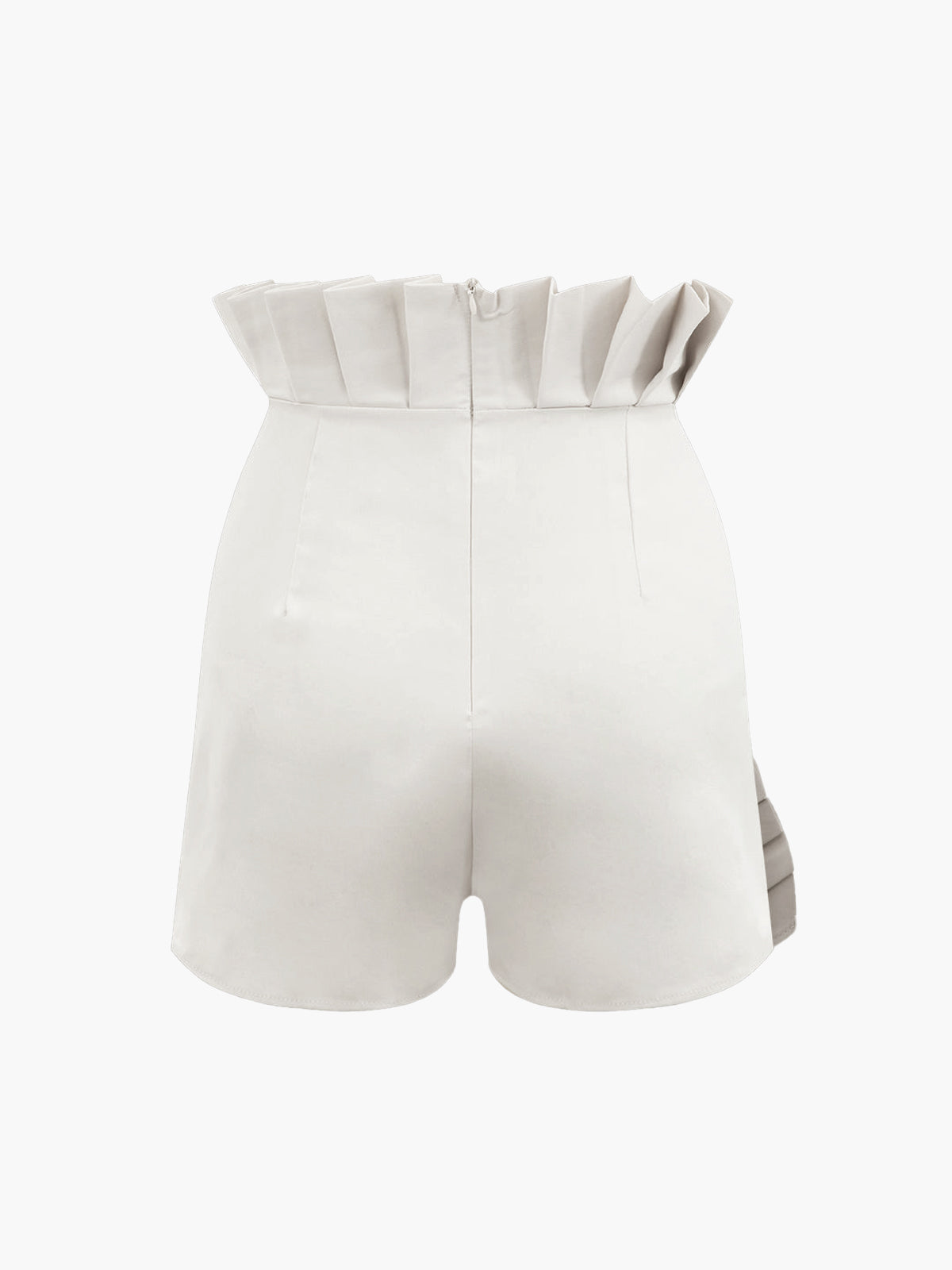 Asymmetric Pleated Zip Shorts