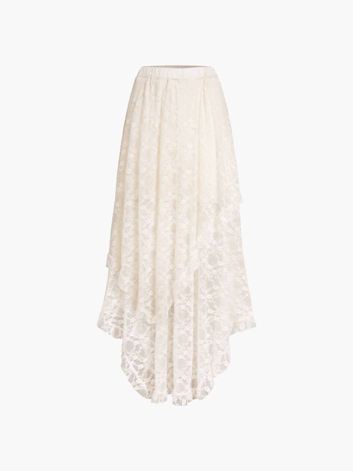 Frenchy Courtship Floral Lace Midi Skirt