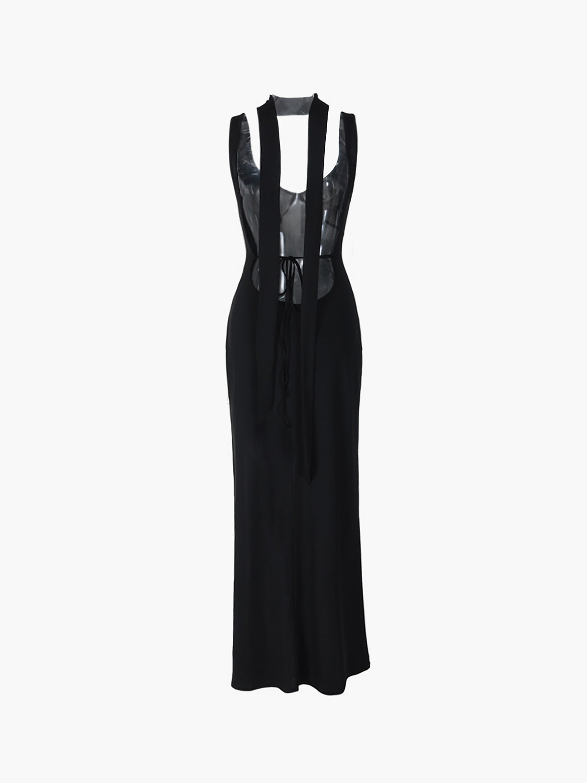 Asymmetrical Hem Backless Split Maxi Dress