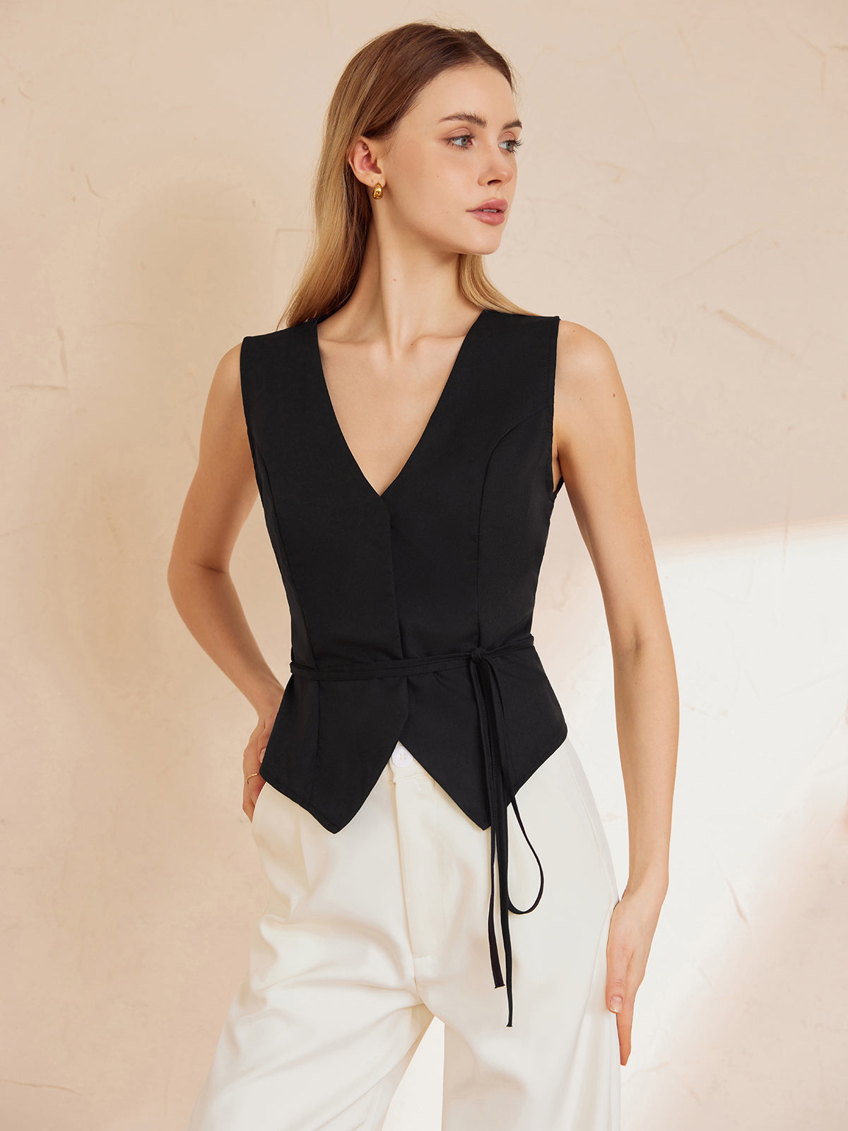 Basic Knotted V Neck Waistcoat