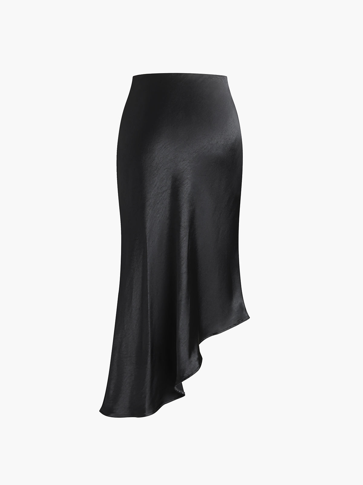 Asymmetrical Hem Button Detail Split Midi Skirt