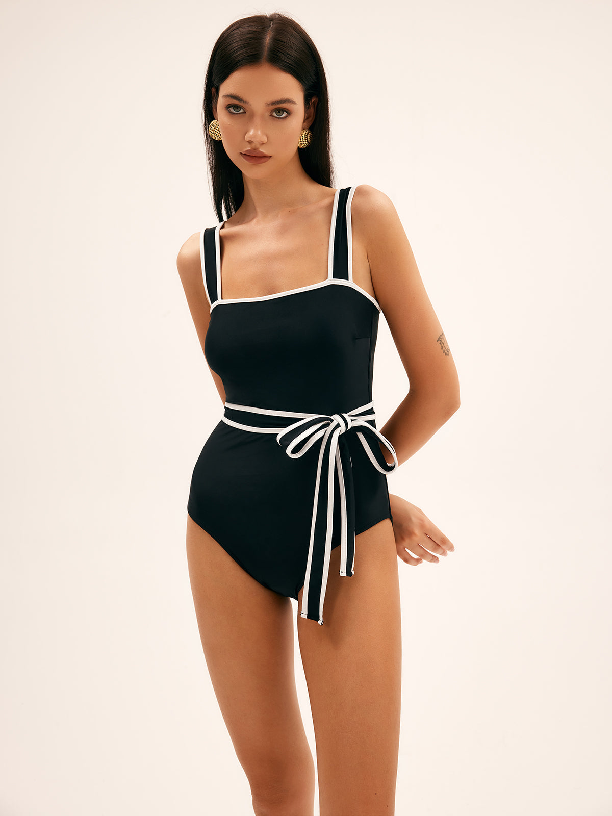 Sunbeam Contrast Belted One Piece Swimsuit