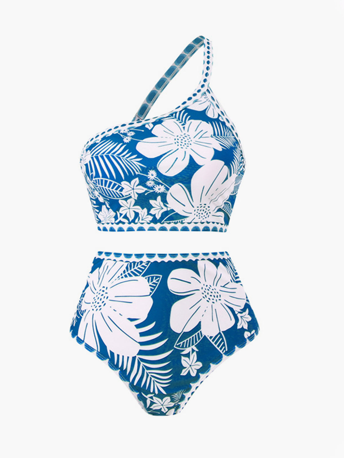 One Shoulder Floral Bikini Set