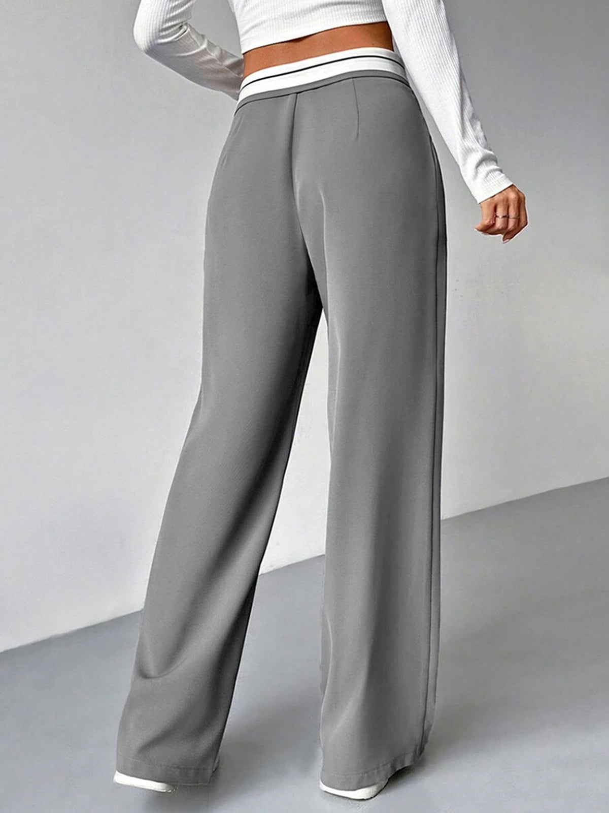 Color Blocked Ladder Waist Suit Pants